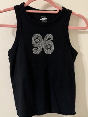Ruby & Jewell Los Angeles Black Rhinestone '96' Tank Top Size S